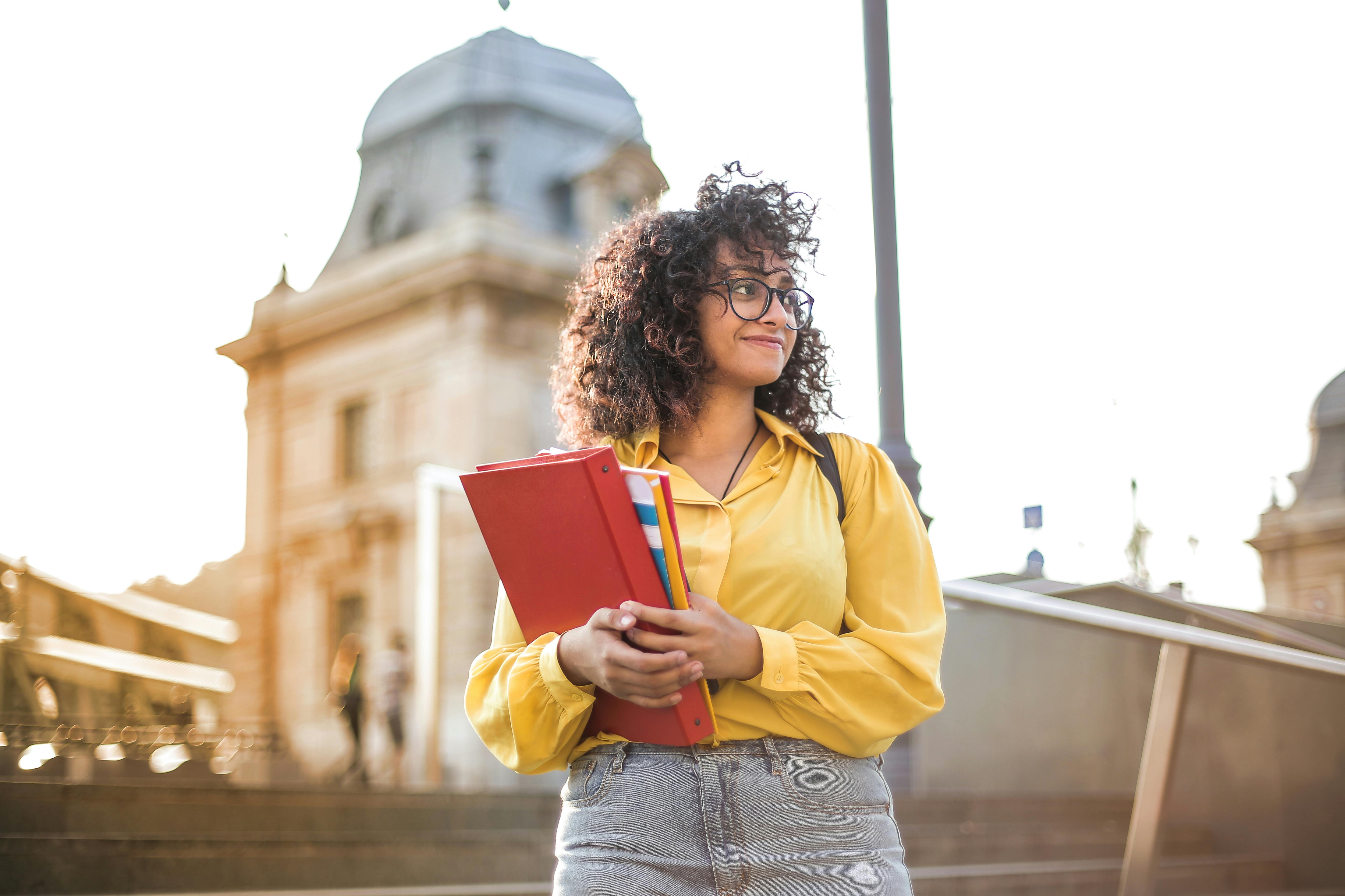 Student studying with headphones