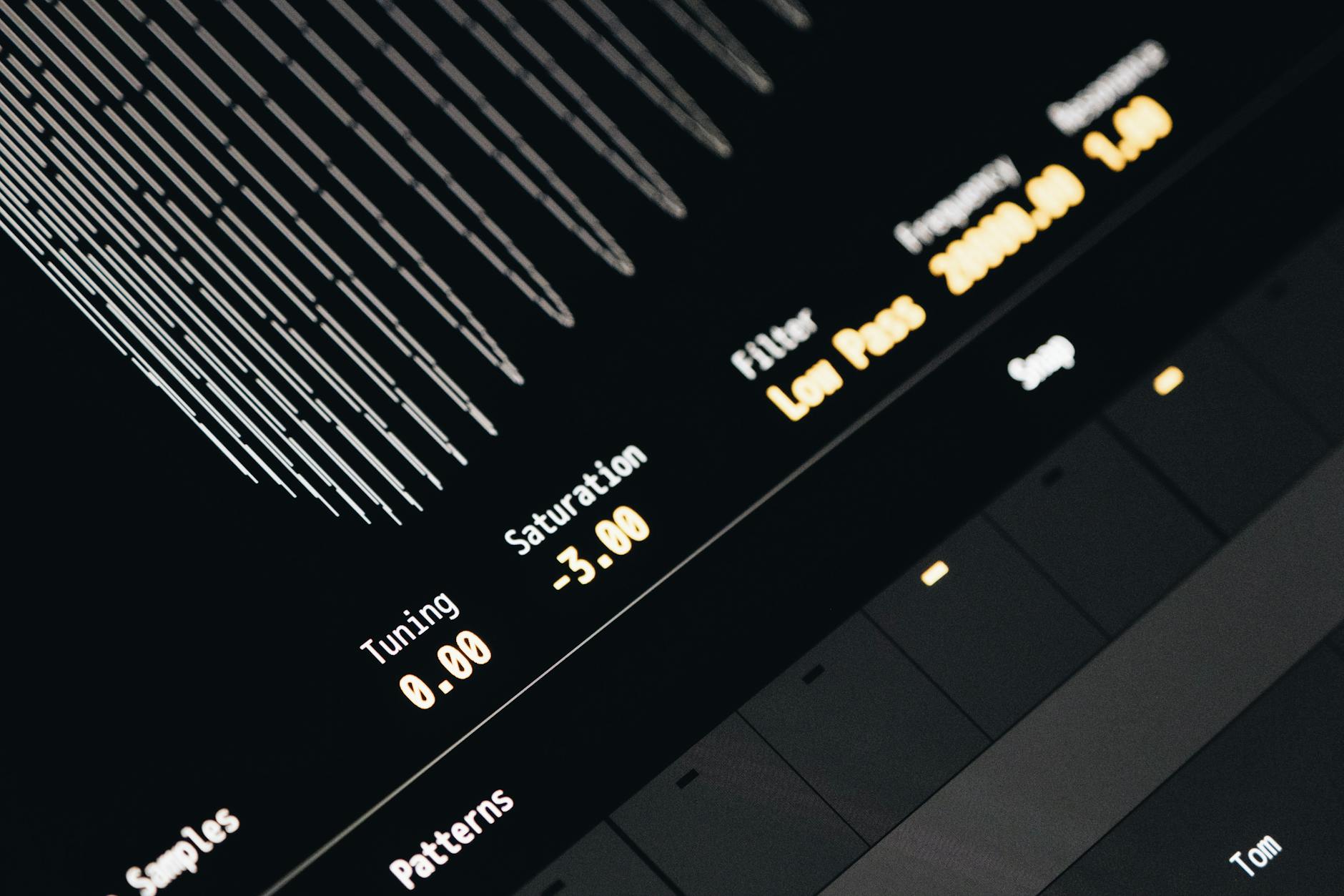 Close-up of an audio editing interface showing a waveform alongside tuning and filter controls